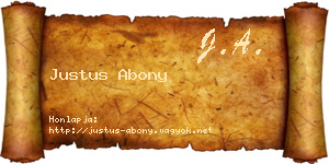 Justus Abony névjegykártya